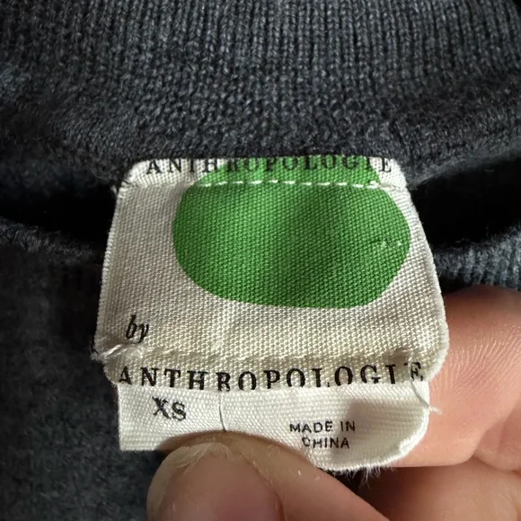 Anthropologie Green Dot Cropped Gray Short Sleeve Sweater XS Minimalist Knit - Picture 3 of 3